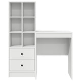 Desk with Drawer with Shelf with Storage 2 pcs White