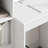 Desk with Storage with Drawer 2 pcs White Engineered wood - Top-Down View