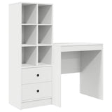 Desk with Storage with Drawer 2 pcs White Engineered wood - Front View