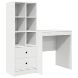 Desk with Drawer with Shelf with Storage 2 pcs White - Front View