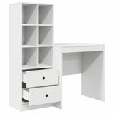 Desk with Storage with Drawer 2 pcs White Engineered wood - Close-Up Angle