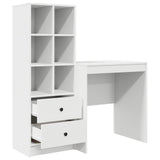 Desk with Drawer with Shelf with Storage 2 pcs White - Close-Up Angle