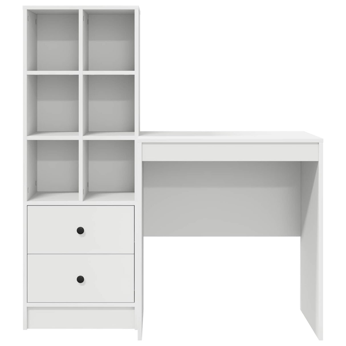 Desk with Drawer with Shelf with Storage 2 pcs White
