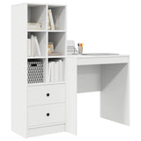 Desk with Storage with Drawer 2 pcs White Engineered wood - Side View