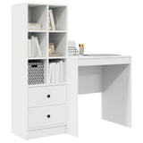 Desk with Drawer with Shelf with Storage 2 pcs White