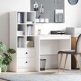 Desk with Storage with Drawer 2 pcs White Engineered wood