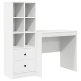 Desk with Storage with Drawer 2 pcs White Engineered wood - Front View