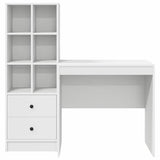 Desk with Storage with Drawer 2 pcs White Engineered wood - Low Angle