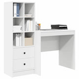 Desk with Storage with Drawer 2 pcs White Engineered wood - Side View