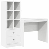 Desk with Storage with Drawer 2 pcs White Engineered wood - Front View