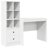 Desk with Drawer with Shelf with Storage 2 pcs White