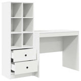 Desk with Storage with Drawer 2 pcs White Engineered wood - Close-Up Angle