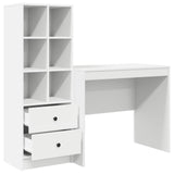 Desk with Drawer with Shelf with Storage 2 pcs White