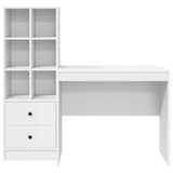 Desk with Storage with Drawer 2 pcs White Engineered wood - Low Angle