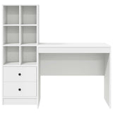Desk with Drawer with Shelf with Storage 2 pcs White