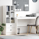 Desk with Storage with Drawer 2 pcs White Engineered wood
