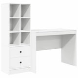 Desk with Storage with Drawer 2 pcs White Engineered wood - Front View