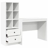 Desk with Storage with Drawer 2 pcs White Engineered wood - Close-Up Angle