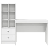 Desk with Storage with Drawer 2 pcs White Engineered wood - Low Angle