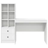 Desk with Drawer 2 pcs White - Low Angle