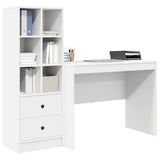 Desk with Storage with Drawer 2 pcs White Engineered wood - Side View