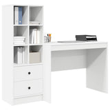 Desk with Drawer 2 pcs White - Side View
