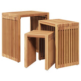 Nest of Side Tables Stackable 3 pcs Brown 33 x 44.5 x 51 cm - Front View