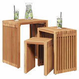 Nest of Side Tables Stackable 3 pcs Brown 33 x 44.5 x 51 cm - Side View