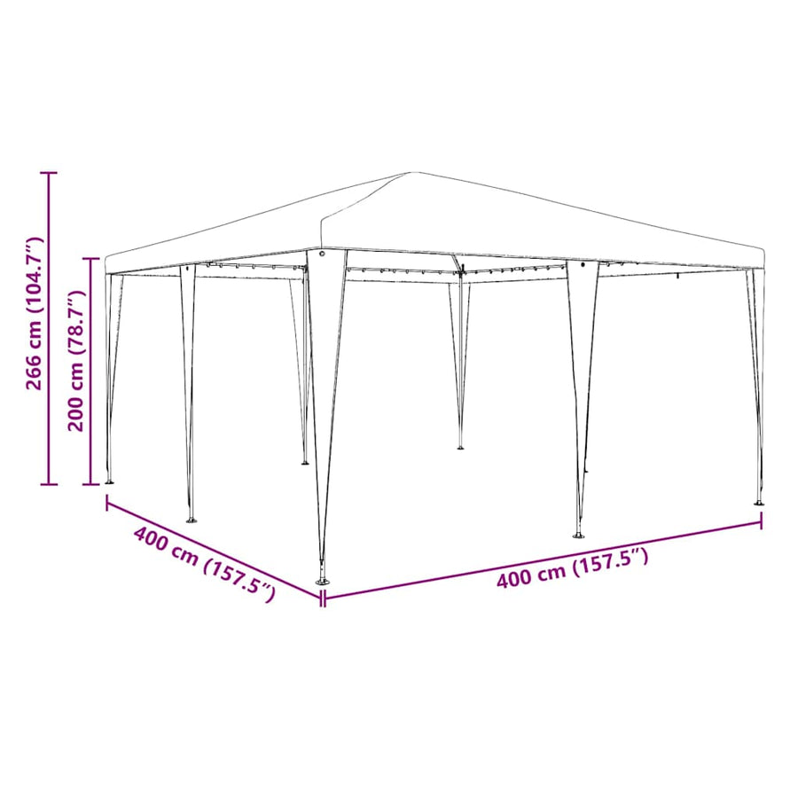 Party Tent White 400 x 400 x 266 cm Polyester and Steel