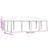 Party Tent White 800 x 400 x 266 cm Polyester and Steel