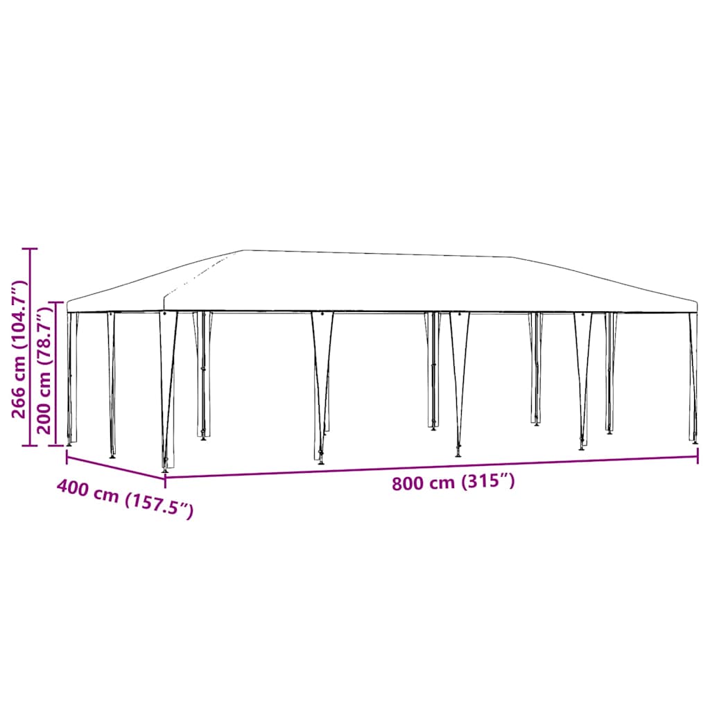 Party Tent Anthracite and White 800 x 400 x 266 cm