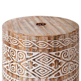 Parasol Base 23 kg White Washed Solid Wood Cylindrical