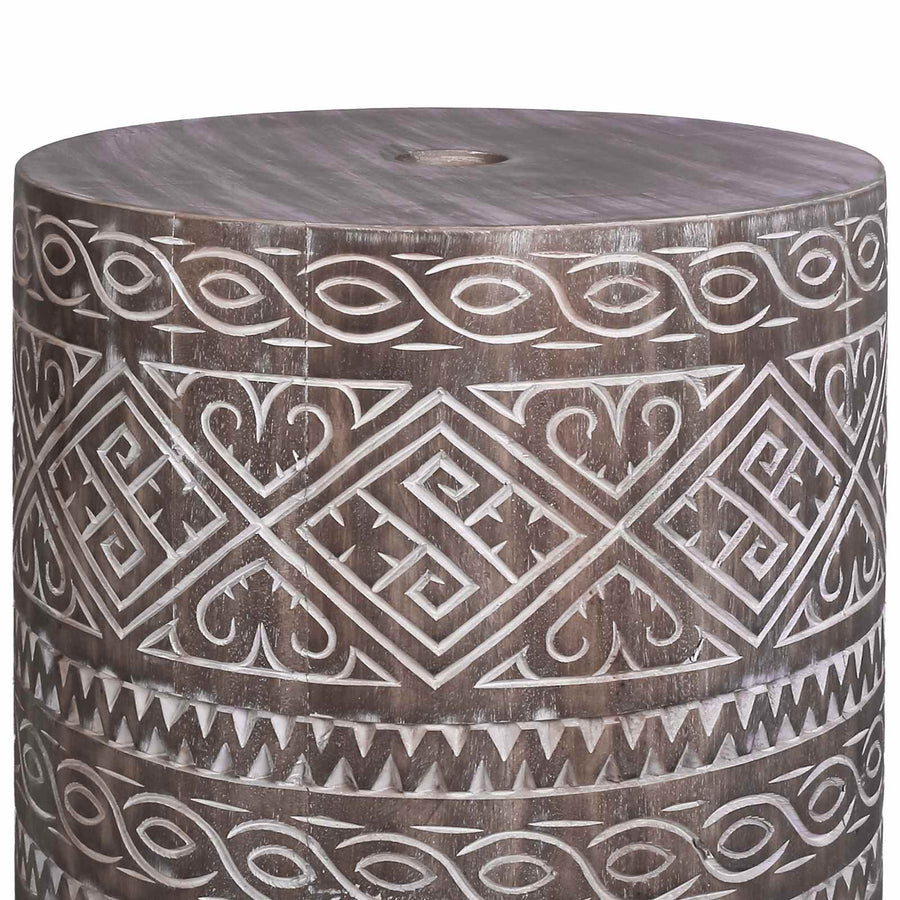 Parasol Base 23 kg White Washed Solid Wood Cylindrical