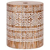 Parasol Base 23 kg White Washed Solid Wood Cylindrical - Front View