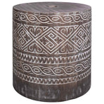 Parasol Base 23 kg White Washed Solid Wood Cylindrical