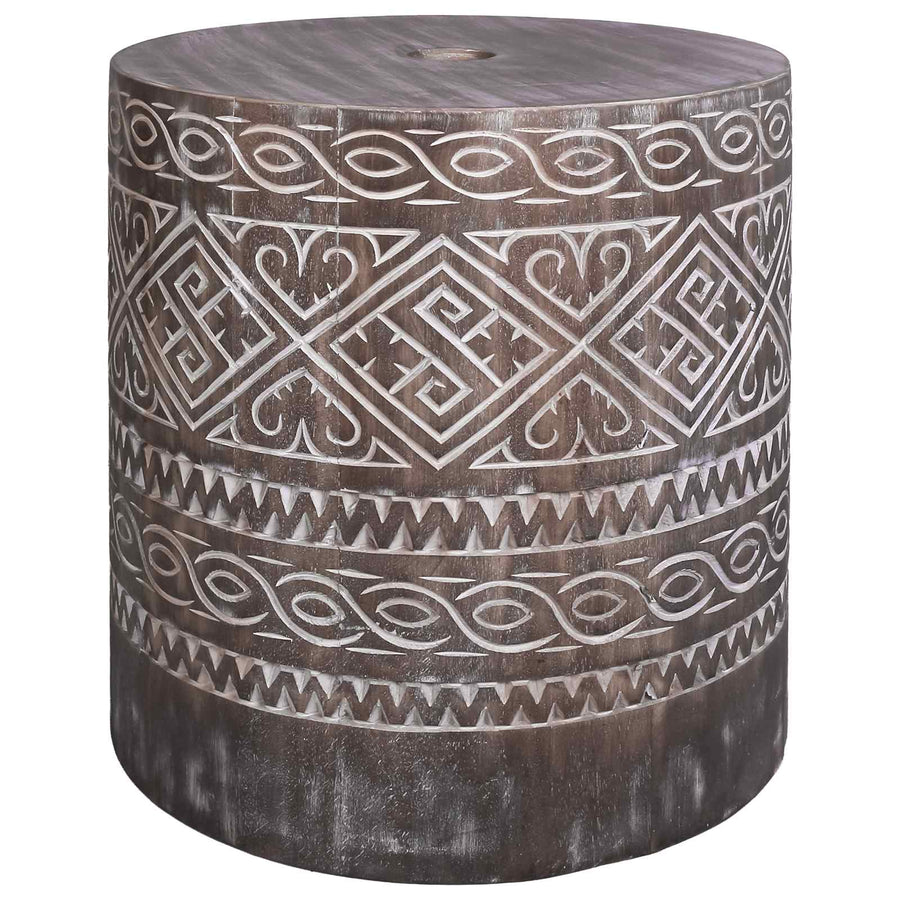 Parasol Base 23 kg White Washed Solid Wood Cylindrical