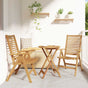 Chair 2 pcs Brown Solid Teak Wood Convertible