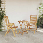Chair 2 pcs Brown Solid Teak Wood Convertible