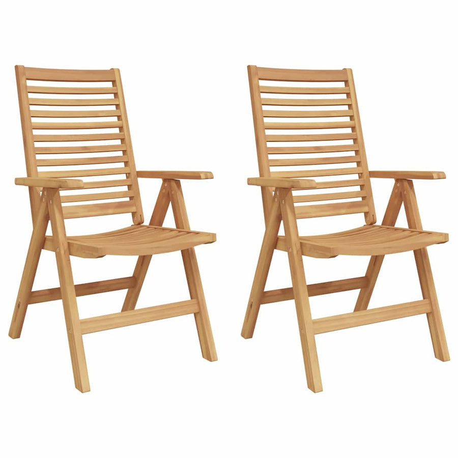Chair 2 pcs Brown Solid Teak Wood Convertible