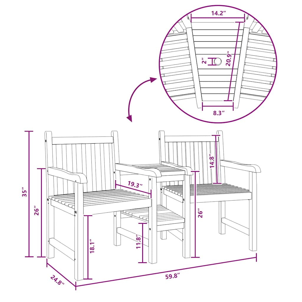 Outdoor Chairs Brown 152 x 63 x 89 cm Solid teak wood