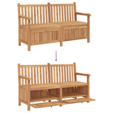 Garden Bench with Storage 150 x 60 x 90 cm Solid Teak Wood - Rear View