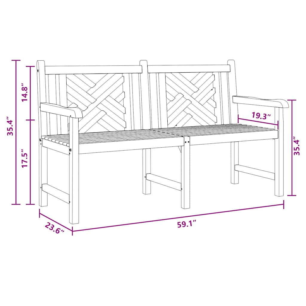 Garden Bench Brown 150 x 60 x 90 cm Solid teak wood