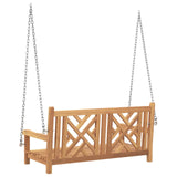 Garden Swing Bench 114 x 60 x 64 cm Solid Teak Wood - Top-Down View