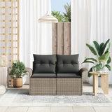 Garden Sofa with Cushion Grey 141 x 62 x 69 cm Poly Rattan - Side View