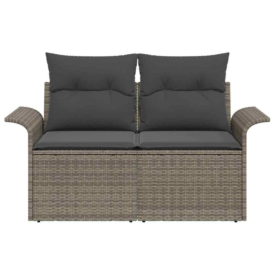 Garden Sofa with Cushion Grey 141 x 62 x 69 cm Poly Rattan