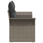 Garden Sofa with Cushion Grey 141 x 62 x 69 cm Poly Rattan