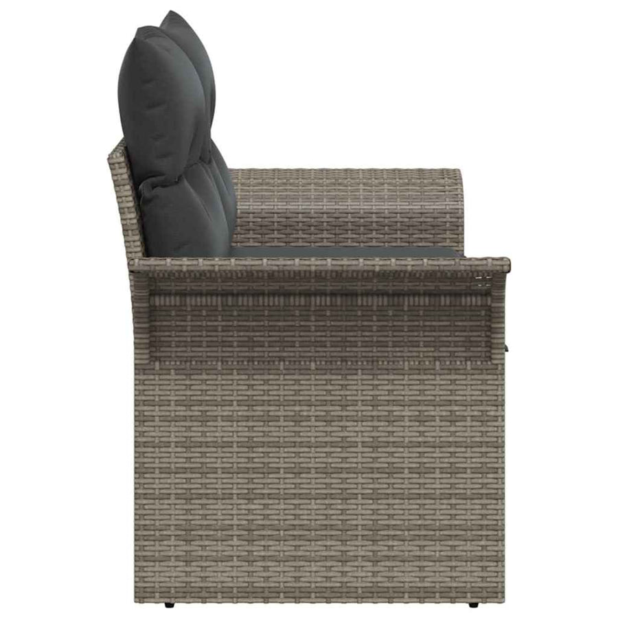 Garden Sofa with Cushion Grey 141 x 62 x 69 cm Poly Rattan
