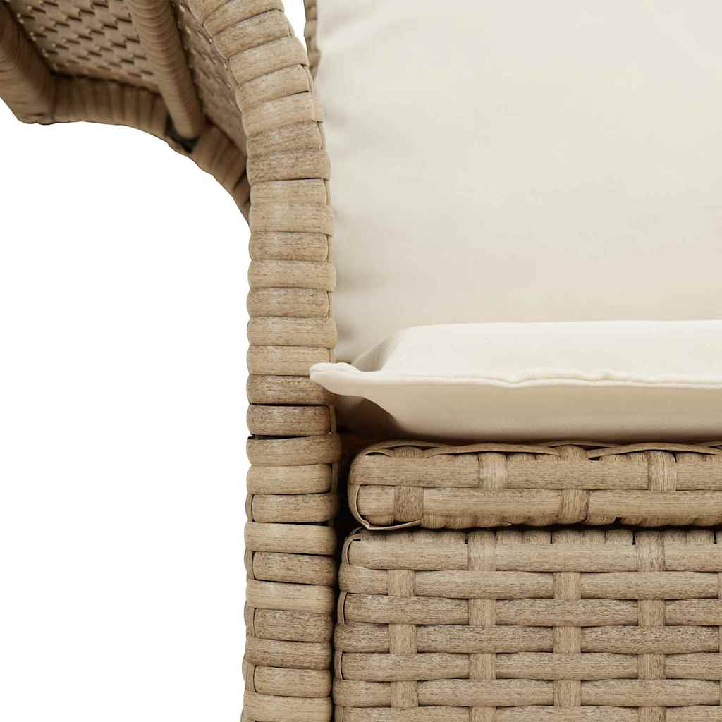 Garden Sofa with Cushion Beige 141 x 62 x 69 cm Poly Rattan