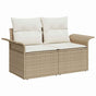Garden Sofa with Cushion Beige 141 x 62 x 69 cm Poly Rattan