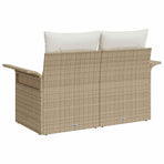 Garden Sofa with Cushion Beige 141 x 62 x 69 cm Poly Rattan